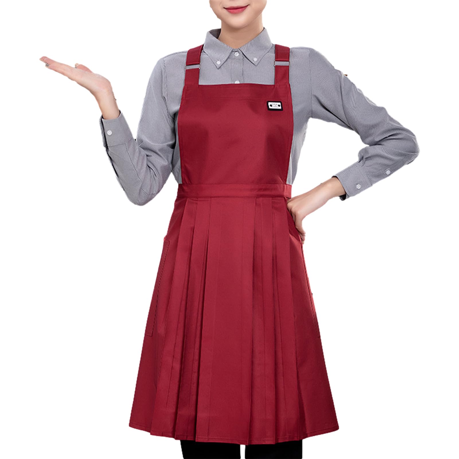 Amazon.co.jp: 女性プリーツエプロンスカート、調節可能なポリエステル